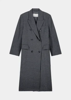 The Frankie Shop Vance Double Breasted Coat Charcoal New