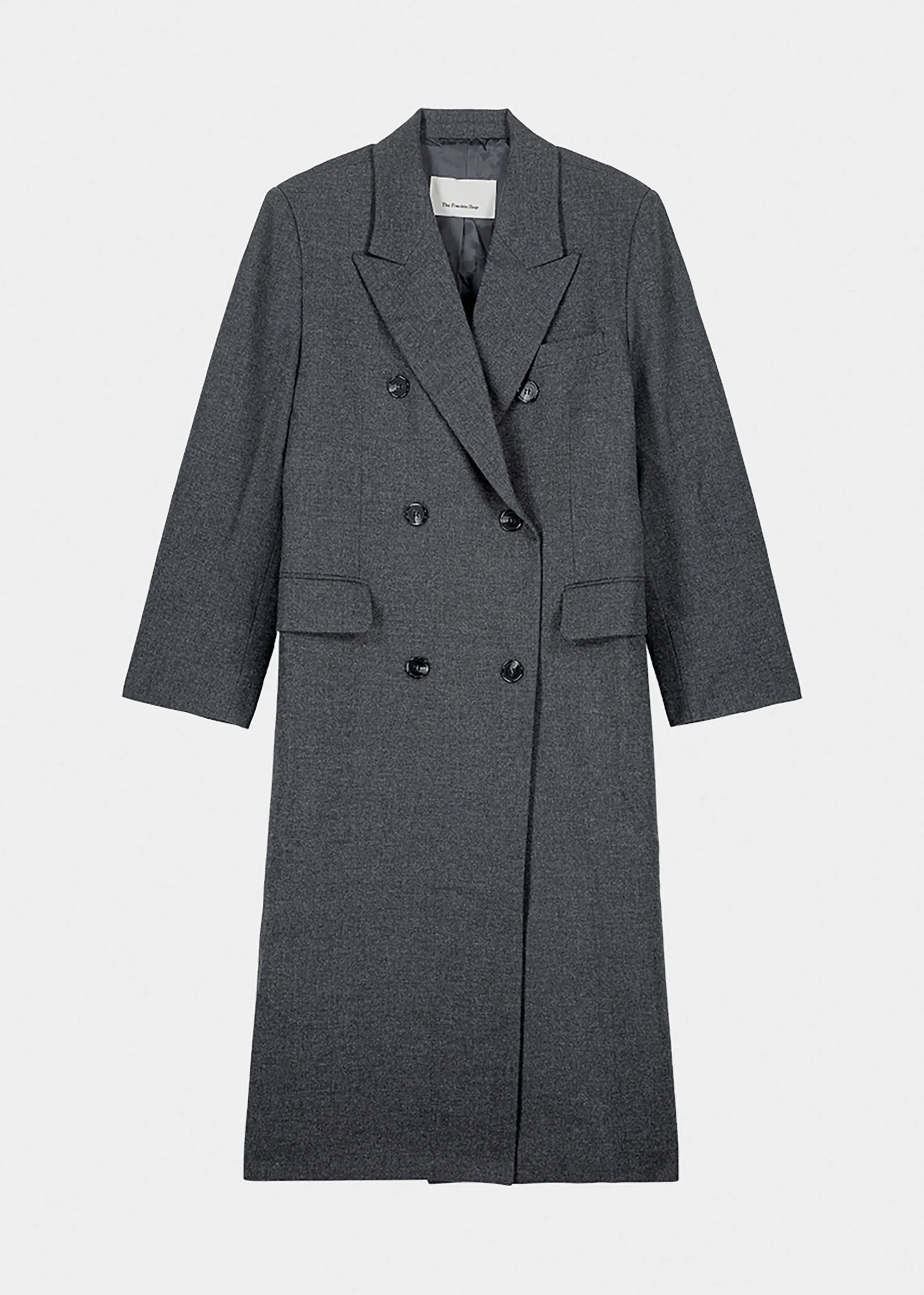 The Frankie Shop Vance Double Breasted Coat Charcoal New