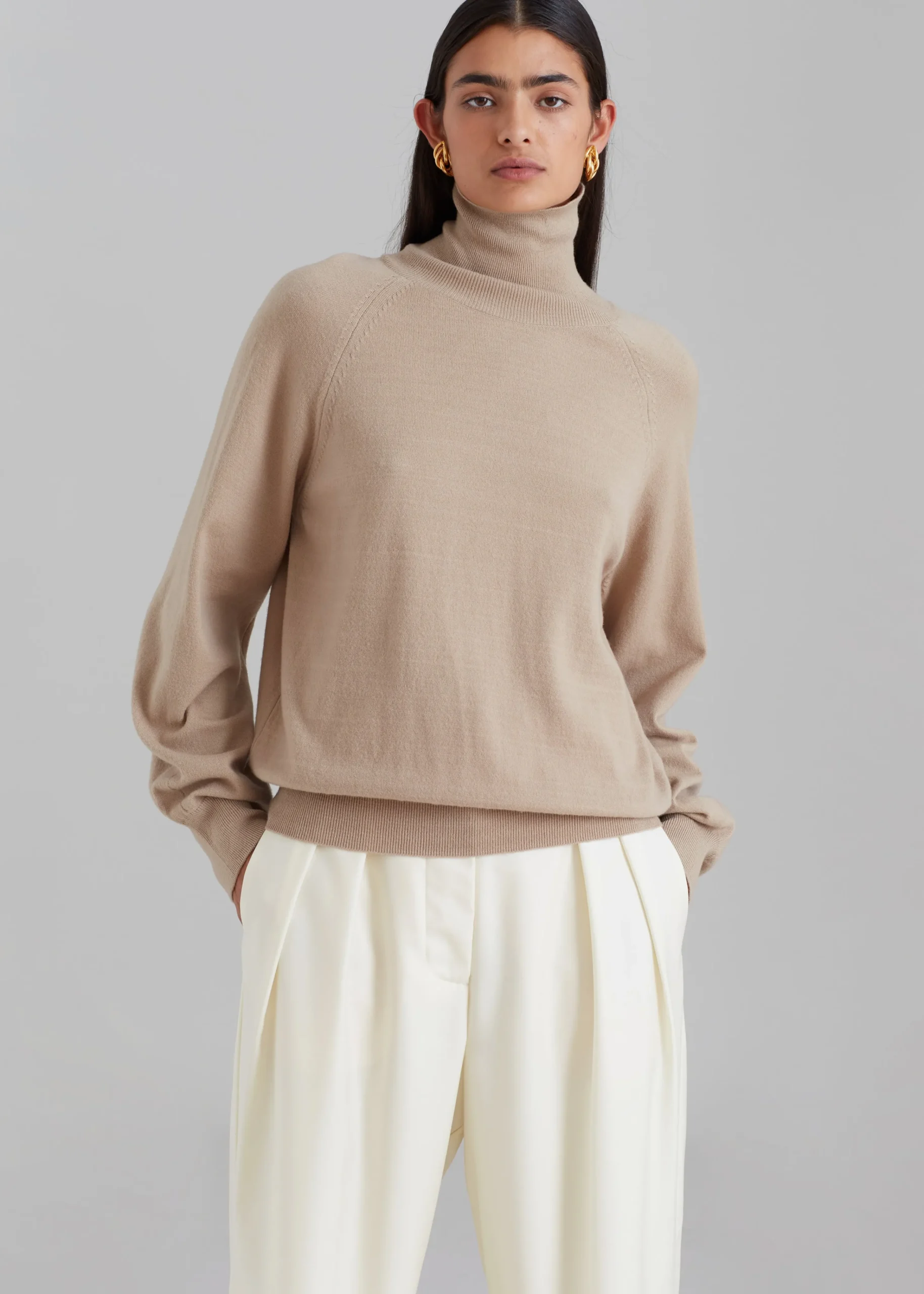 The Frankie Shop Variel Turtleneck Sweater Taupe