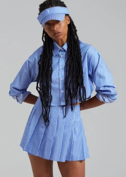 The Frankie Shop Venus Pleated Skirt White Stripe New