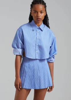 The Frankie Shop Venus Pleated Skirt White Stripe New