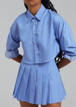 The Frankie Shop Venus Pleated Skirt White Stripe New