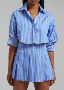 The Frankie Shop Venus Pleated Skirt White Stripe New