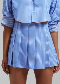 The Frankie Shop Venus Pleated Skirt White Stripe New