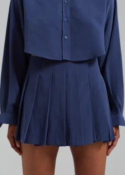The Frankie Shop Venus Pleated Skirt Navy Online