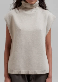 The Frankie Shop Vira Sleeveless Knit Turtleneck Oat Online