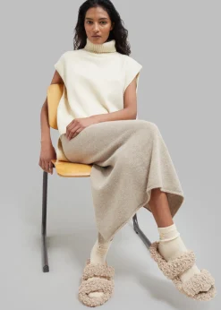 The Frankie Shop Vira Sleeveless Knit Turtleneck Cream