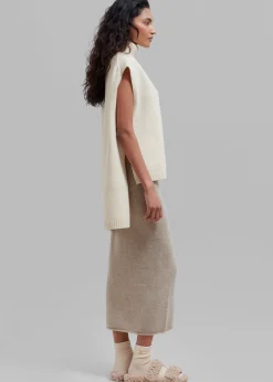 The Frankie Shop Vira Sleeveless Knit Turtleneck Cream