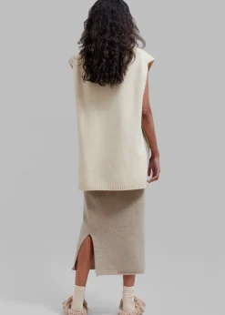 The Frankie Shop Vira Sleeveless Knit Turtleneck Cream