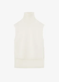 The Frankie Shop Vira Sleeveless Knit Turtleneck Cream