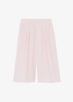 The Frankie Shop Vivian Fluid Pleated Bermuda Shorts Pink Pinstripe