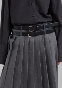The Frankie Shop Wednesday Belted Pleated Skirt Dark Grey Melange Sale