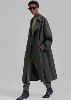 The Frankie Shop Willow Trench Coat Dark Olive Outlet