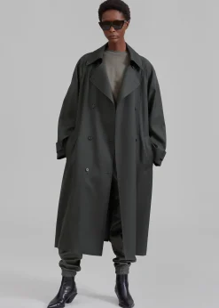 The Frankie Shop Willow Trench Coat Dark Olive Outlet