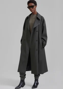 The Frankie Shop Willow Trench Coat Dark Olive Outlet