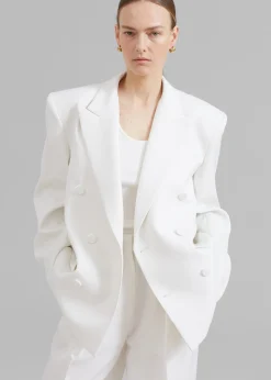 The Frankie Shop Zia Covered Buttons Blazer White Discount