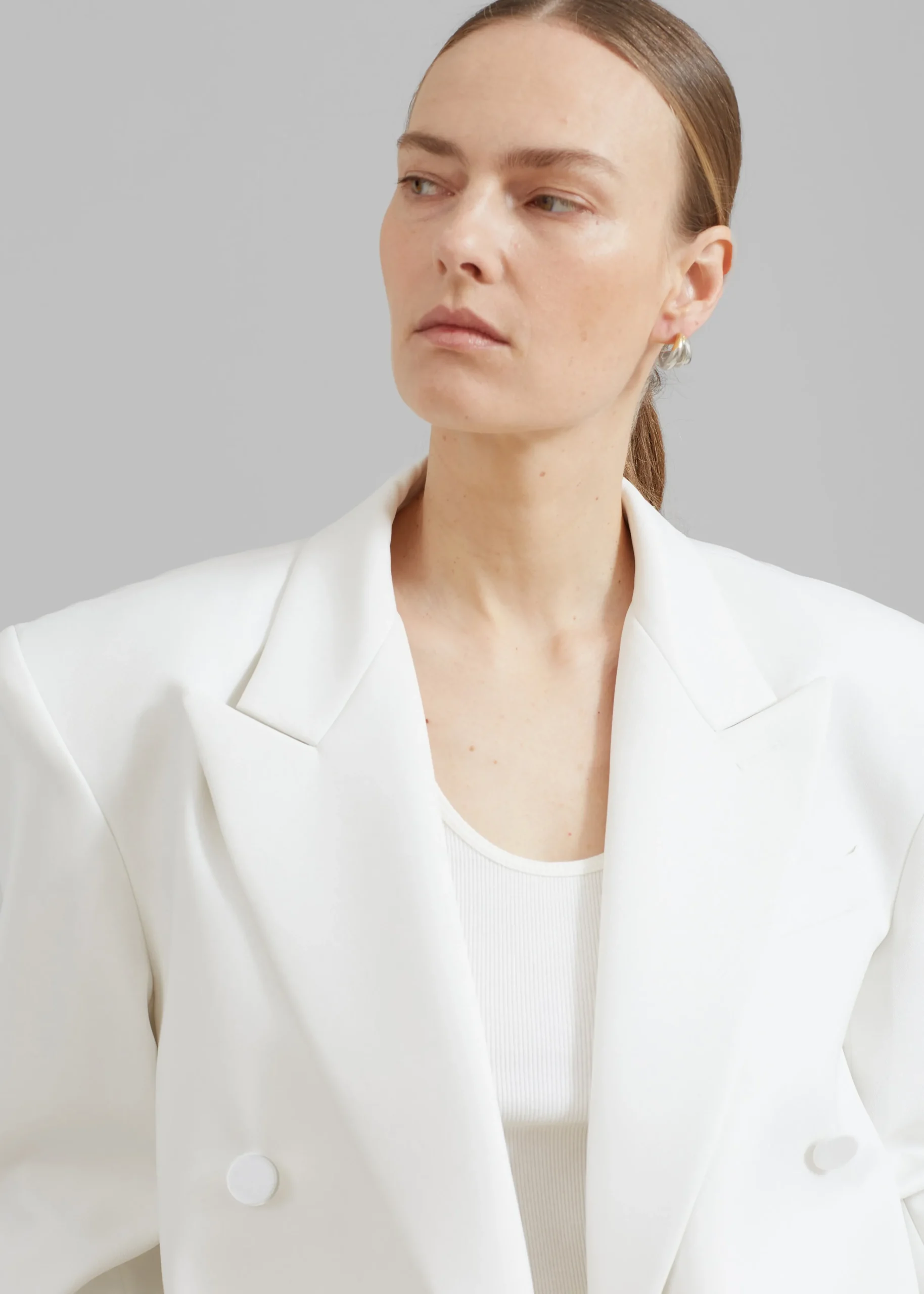 The Frankie Shop Zia Covered Buttons Blazer White Discount
