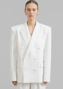 The Frankie Shop Zia Covered Buttons Blazer White Discount