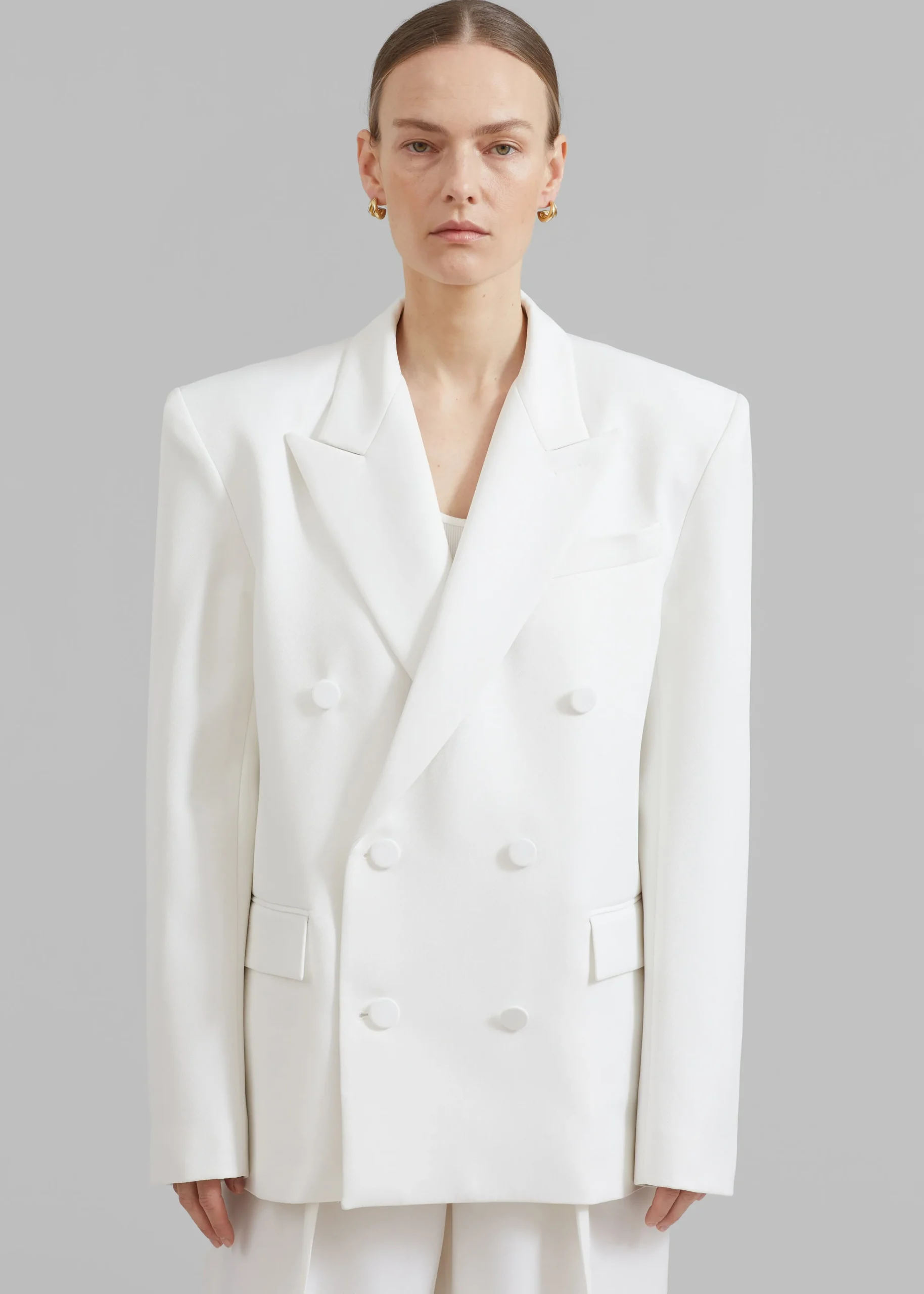 The Frankie Shop Zia Covered Buttons Blazer White Discount