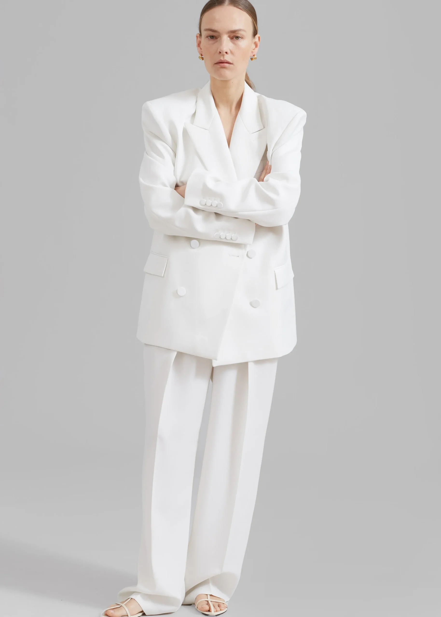 The Frankie Shop Zia Covered Buttons Blazer White Discount