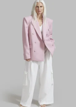 The Frankie Shop Zia Covered Buttons Blazer Pink Clearance