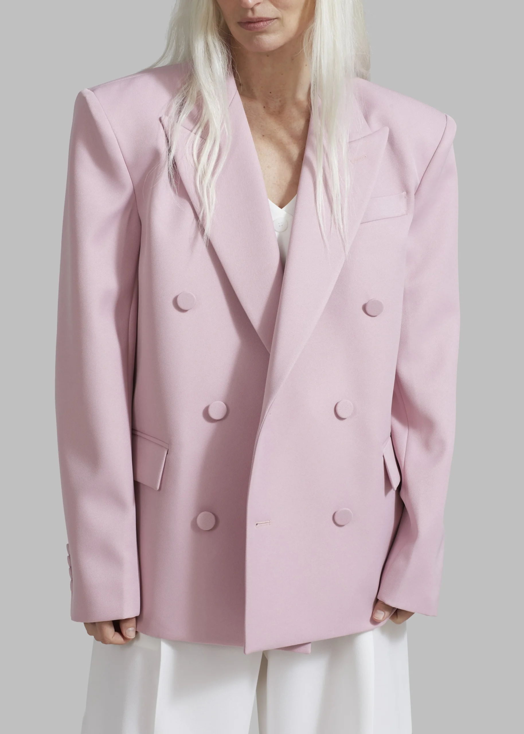The Frankie Shop Zia Covered Buttons Blazer Pink Clearance
