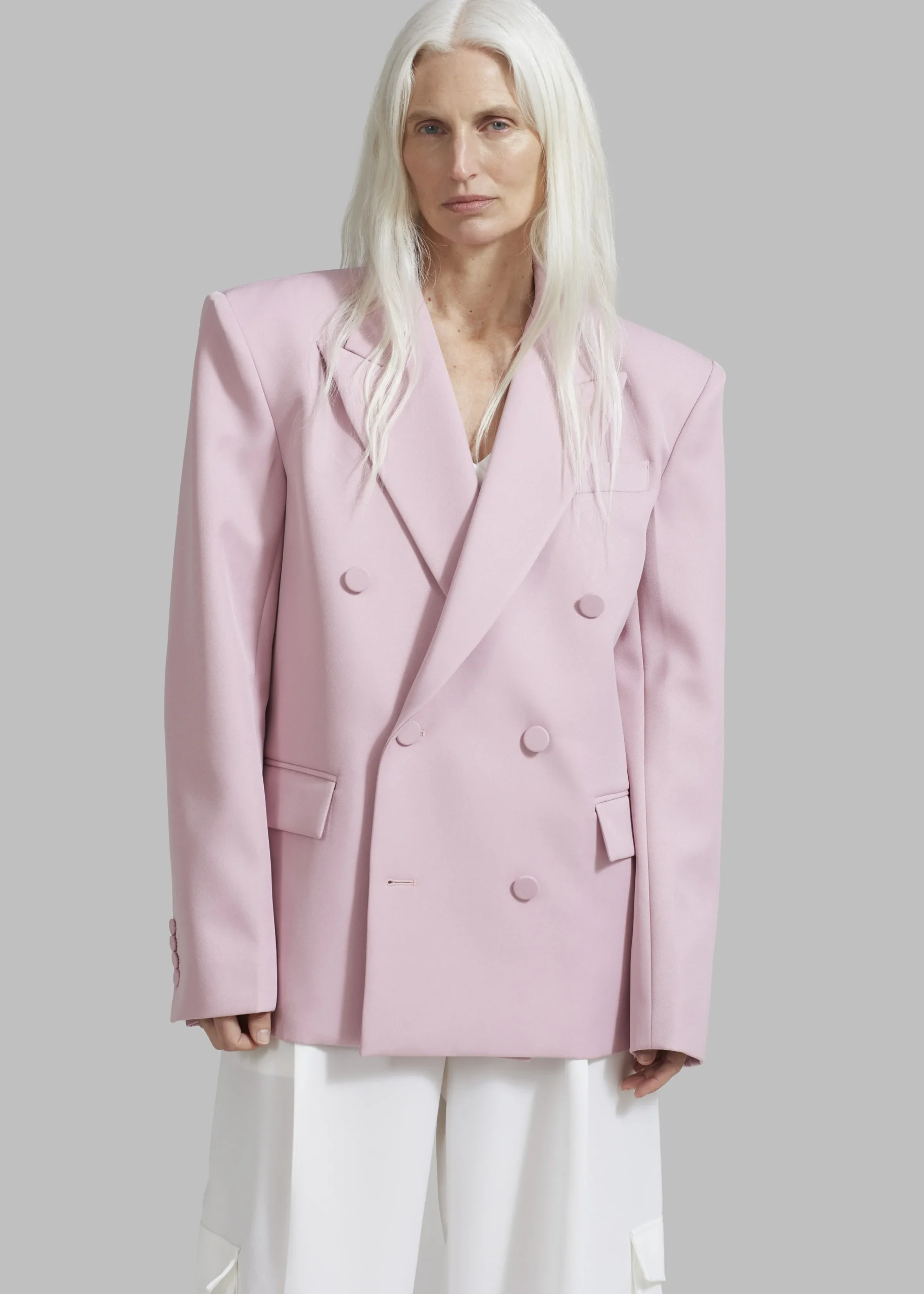 The Frankie Shop Zia Covered Buttons Blazer Pink Clearance