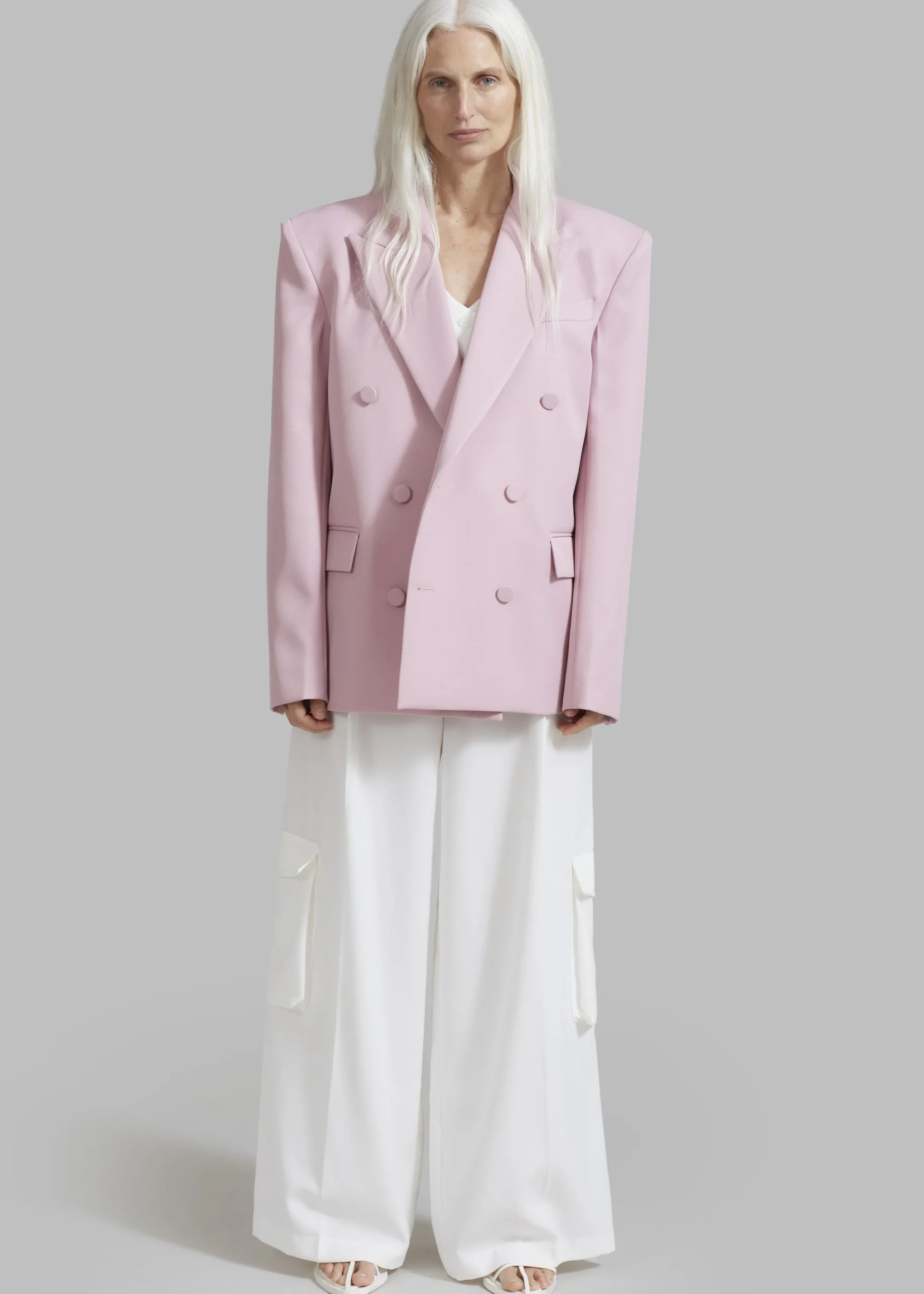 The Frankie Shop Zia Covered Buttons Blazer Pink Clearance