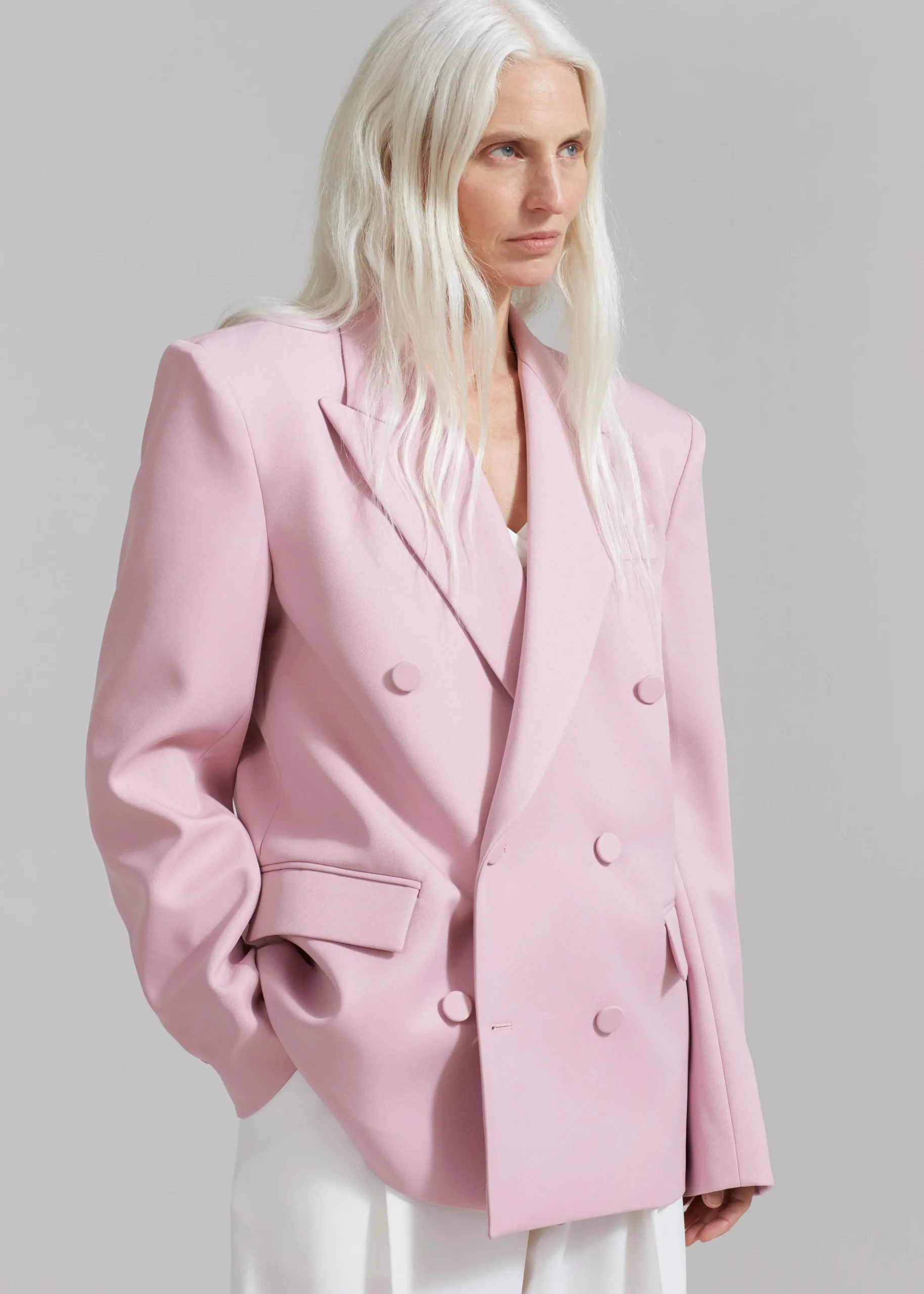 The Frankie Shop Zia Covered Buttons Blazer Pink Clearance