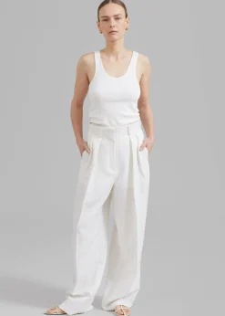 The Frankie Shop Zia Pintuck Trousers White Outlet